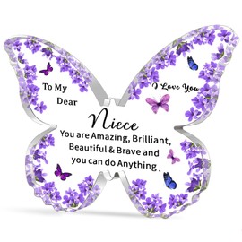 WTOPP Niece Inspirational Gifts,Cute Niece Birthday Gifts, Christmas Gifts For Niece,Beautiful Butterfly-Shaped Acrylic Keepsake,Best Niece Gifts From Uncle Auntie