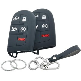 RUNZUIE 2Pcs 5 Buttons Silicone Smart Key Fob for 2024 2023 2022 Ram ProMaster 1500 2500 3500 Key Fob Cover (Black(a))