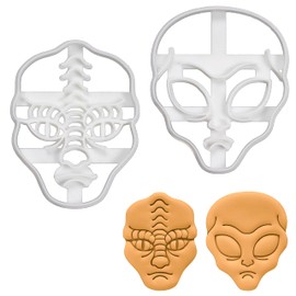 Set of 2 Alien Cookie Cutters (Grey Alien & Reptile Alien Shapes) Bakerlogy