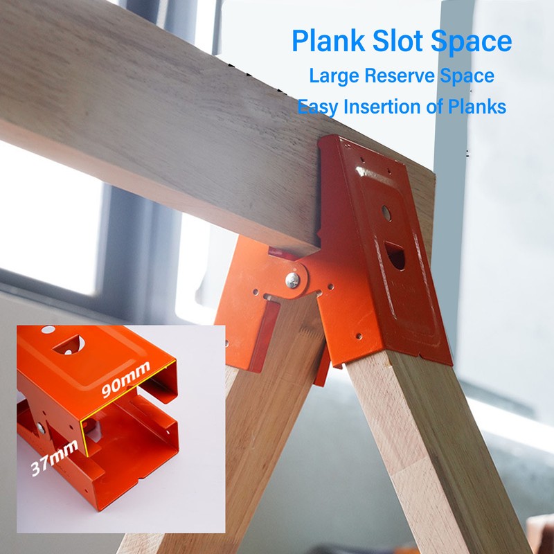 2PCS Saw Horse Bracket Cold Rolled Steel Mechanical Sawhorse Brackets