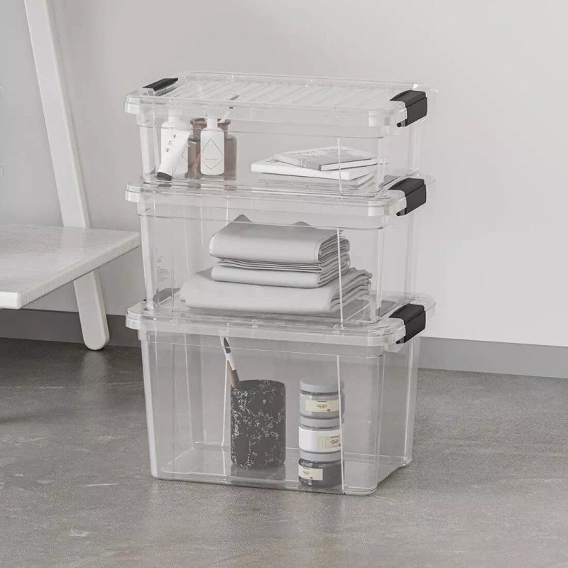 Superio Clear Storage Bins with Lids, 5 Pack- Plastic Storage
