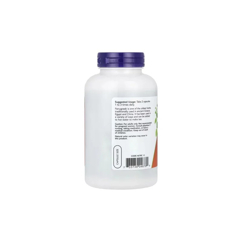 Fenogreco Now Fenugreek 500 Mg 250 Cápsulas Sabor Sin Sabor