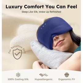 Luxury Bluetooth 5.4 Sleep Mask for Adults - Ice Fiber Cooling & HD Sound, 100% Light Blocking Adjustable Eye Cover for Travel & Side Sleepers - Soft Sleep Headphones with 10H Playtime