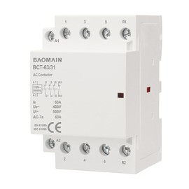 Baomain AC Contactor 110VAC 63A 4 Pole 3NO1NC Universal Circuit Control 35mm DIN Rail Mount CE Listed BCT-63/31 (63 Amp.)