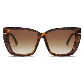 SOJOS Trendy Large Oversized Cat Eye Sunglasses for Women 70s UV400 Designer Shades SJ2231, Brown Tortoise/Brown