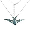 Sterling Silver Nano CZ Turquoise Swallow Bird Necklace for Women