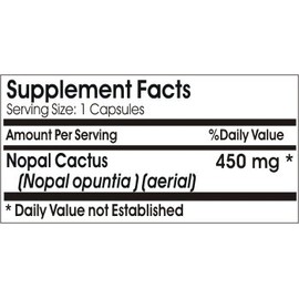 Nopal Cactus 450mg // 180 Capsules // Pure // by PureControl Supplements