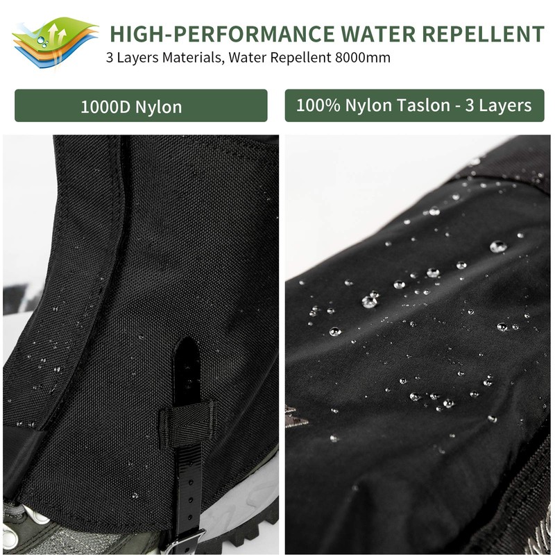 Unigear Snow Leg Gaiters, 1000D Fabric Waterproof Boot Gaiters for