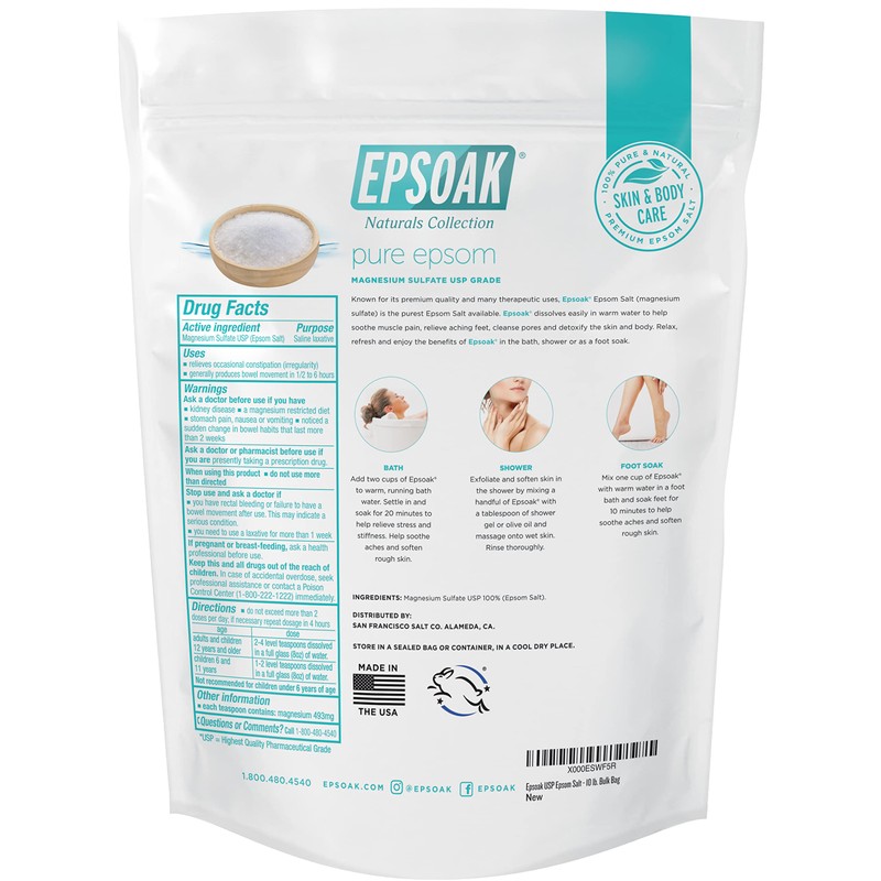 Epsoak Epsom Salt 10 lb. Magnesium Sulfate USP. (Qty. 1
