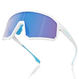 ACBLUCE Kids Sunglasses for Boys Girls Teens, Youth Baseball Sports Sunglasses for Cycling Softball Running for Age 8-16 TR90 Frame White Blue