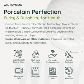 HOMBENE White Dinner Plates Set of 4, 10.5 inch Porcelain Dish Set, Dishwasher, Microwave, and Oven Safe, Dinner Daily Plates, Salad and Pasta Plates Set