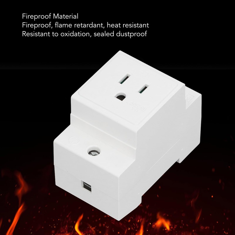 Din Rail Mounted Receptacle, AC 110-250V 15A Outlet Power Module