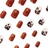 Fall Winter Short Square Fake Nails Brown Short Square Press