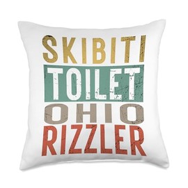 Skibiti Toilet Ohio Rizzler gen alpha slang Influencer Brain Throw Pillow