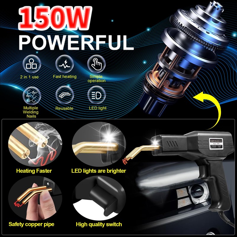 150W Upgraded Plastic Welder Kit,1000PCS Hot Stapler Welding Machine Car