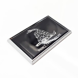 Perdecor Black Don't Tread On Me Gadsden Flag Sticker Emblem Decal Car Chrome Flags, 2 Pack, 3 x 2 inches