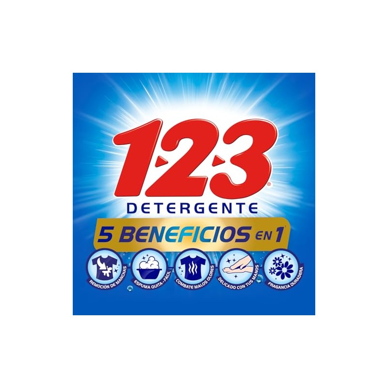 1-2-3 MAXI PODER regular, detergente líquido, ropa blanca, Fresca Blancura,