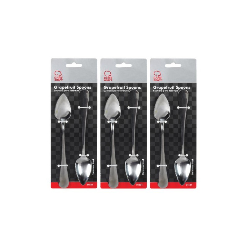 Chef Craft Stainless Steel Grapefruit Spoons - 3 Packs of