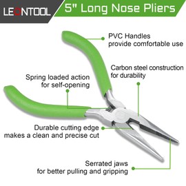 LEONTOOL Long Fine Needle Nose Pliers with Cutter Wire Cutting Pliers with Teeth Chain Nose Pliers Jewelry Making Pliers Jewelry Repair Tool Mini Professional DIY Tools