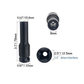 1/2" Drive 6-Point 8mm Socket Wrench