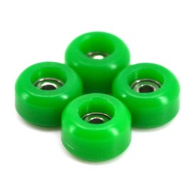 Teak Tuning CNC Polyurethane Fingerboard Bearing Wheels, Green - Set of 4 Wheels - Durable Material with a Hard Durometer