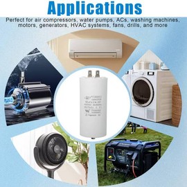 CBB60 Run Capacitor 450V AC Double Insert 50/60Hz for Air Compressor and Water Pump Motor (60uF)