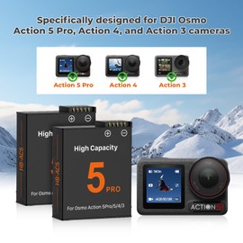 TQTHL 2 Pack OSMO Action 5 Pro/4/3 Battery Charger, Action 5 Pro Battery USB-C Dual-Slot Replacemnet Battery Charger for OSMO Action 5 Pro, OSMO Action 4, Action 3 Cameras