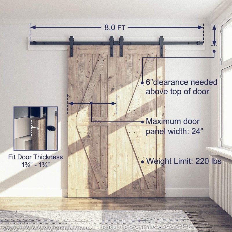 SMARTSTANDARD 12 Feet Heavy Duty Double Sliding Barn Door Hardware