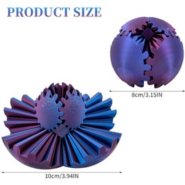 Gear Ball,3d Printed Gear Ball,Fidget G-Ear B-All,G-Ear Sphere ,Removable,Sturdy,Relaxing Fidget Toy For Adults & Kids,Portable And Easy To Carry(Blue+Red)