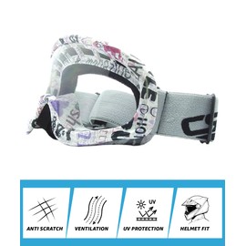 CRG Sports Motorcycle Goggle ATV Dirt Bike Off-Road Racing Anti-Fog UV Protection Adjustable Strap Motocross Goggles for Men,Women, Adults