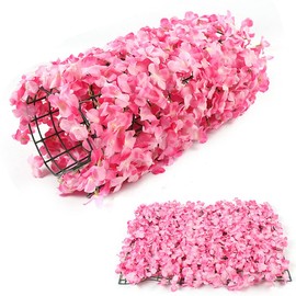 DNYSYSJ Artificial Silk Flower Wall Background 16in x 24in Floral 3D Wall Panel Mat Backdrop for Home Party Wedding Bridal Shower Decoration (10pcs Flower (Pink))