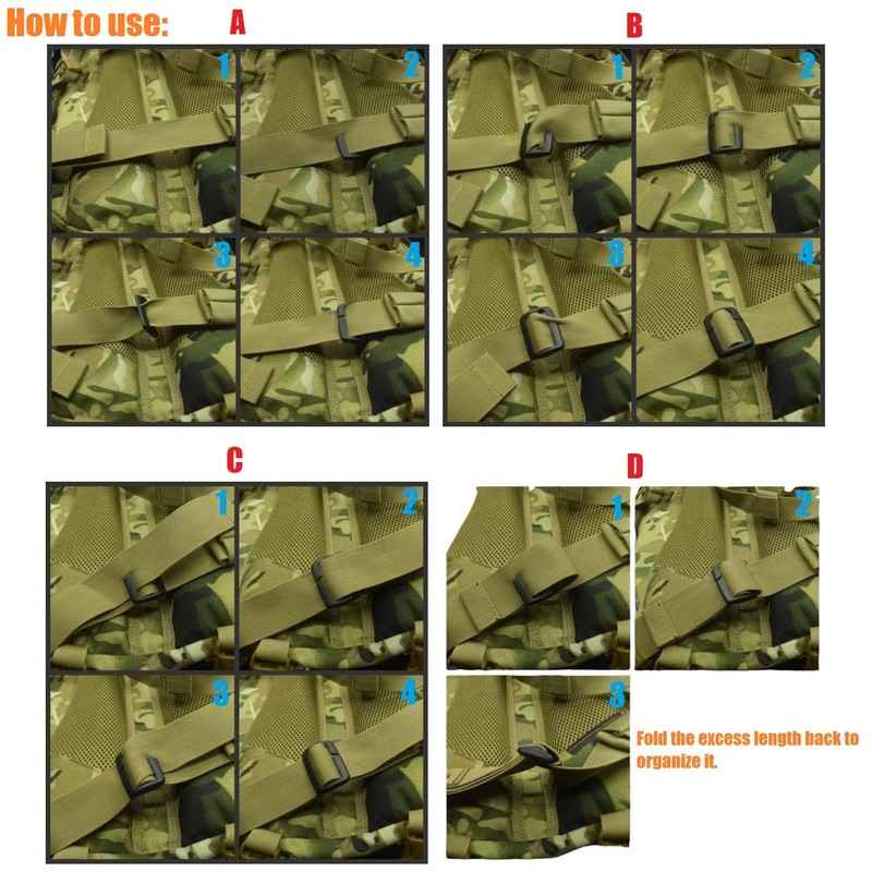 TACNEX Tactical Backpack Strap Clip Removable Webbing Keeper Buckle for