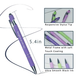SYSDTTD 3-Pack 2-in-1 Metal Stylus Pen Gift Set 丨 1.0mm Black Ink 丨 German Ink & Swiss Nib 丨 Inspirational Phrases 丨 green, purple, light red 丨 Graduation Gifts