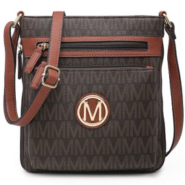 MARCO M KELLY Crossbody Bag for Women Travel PU Leather Multi Pockets Crossbody Purses Monogram Zip Shoulder Bags