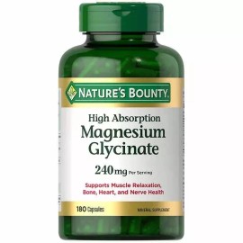 Nature's Bounty Magnesium Glycinate 240 mg, 180 Capsules