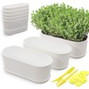 Torfican 5 Set Window Herb Planter Box Rectangular,8.5x3.5 Inch White