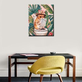 Tucocoo Paint by Numbers Cute Hamster 40x50cm Canvas DIY Oil Painting for Adults with Brushes and Acrylic Pigments Animal on Toilet for Reading Newspaper Picture for