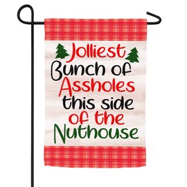FAQDFLAU Home Of The Jolliest Bunch of Assholes This Side Of The Nuthouse Farmhouse Yard Outdoor Decoration Burlap Garden Flag 12.5 x 18 Inch Double Sided