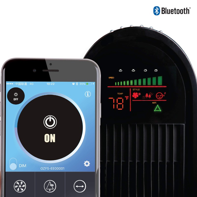 Ozeri 360 Oscillation Tower Fan, with Bluetooth and Micro-Blade Noise