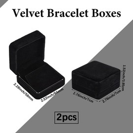 Beebeecraft 2Pcs Velvet Earring Box Square Black Small Velvet Jewelry Gift Boxes for Stud Earring Storage Display Case Wedding Engagement Birthday