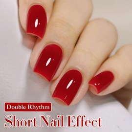 Double Rhythm 15ML Gel Nail Polish Pure Sheer Same Color Same Bottle Soak Off Gel Polish Art Manicure Salon DIY at Home for Women (Translucent Red-A1449)