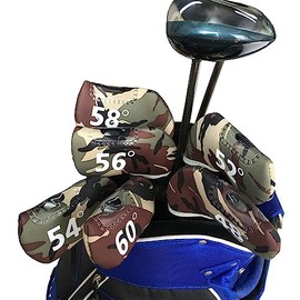 Double Sided Degree Window Golf Iron Cover Wedge Cover 48°, 52°, 54°, 56°, 58°, 60° Golf Headcover Wedge Cover Easy to Put on and Take Off 6 Pack (Camo)