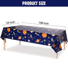Sumind 1 Piece Space Tablecloth Decorations Plastic Outer Solar System Table Cover Planet Design for Kids Space Theme Birthday Party Decorations and Supplies for Birthday Home, 54 x 108 Inch