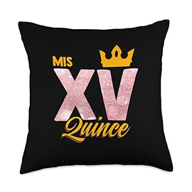 Mis Quince 15th Birthday Quince Party Mis Quince 15th Birthday Mexican Party Quinceanera Throw Pillow, 18x18, Multicolor