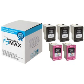 SuppliesMAX Remanufactured Replacement for HP Deskjet 2724/2725/2755e/4140/4155/Envy 6020/6030/6052/6075/6455/6475 High Yield Inkjet Combo Pack (3-Black/2-Color) (NO. 67XL) (3YM56AE_3PK/3YM55AE_2PKMP)