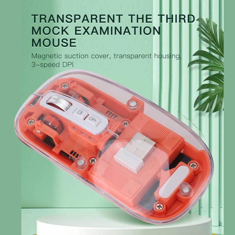 Transparent Computer Mouse 2.4G BT1 BT2 Tri Mode USB Rechargeable