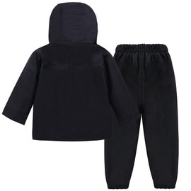 LZH Girl Baby Kid Waterproof Hooded Coat Jacket Outwear Suit Raincoat Hoodies with Pants Black 4T(For Age 3-4Y)