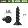 100 PCS #10 x 3/4" Black Sheet Metal Screws, Flat