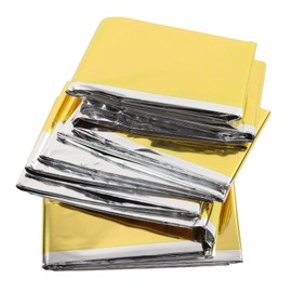 SPYMINNPOO Manta de Emergencia, Manta de Supervivencia Manta Térmica de Protección Solar Salvavidas Necesidades de Emergencia Al Aire Libre para Acampar Senderismo(Oro Plata)