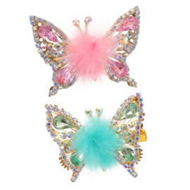 PACKOVE 2pcs Butterfly Hair Clips with Moving Wings Decorative Rhinestone Barrettes for Women Cute Hairpins for Vacation Party Wedding Prom Hair Styling Accessories